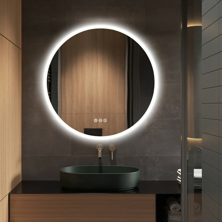 Bathroom mirror with 2025 lights and bluetooth